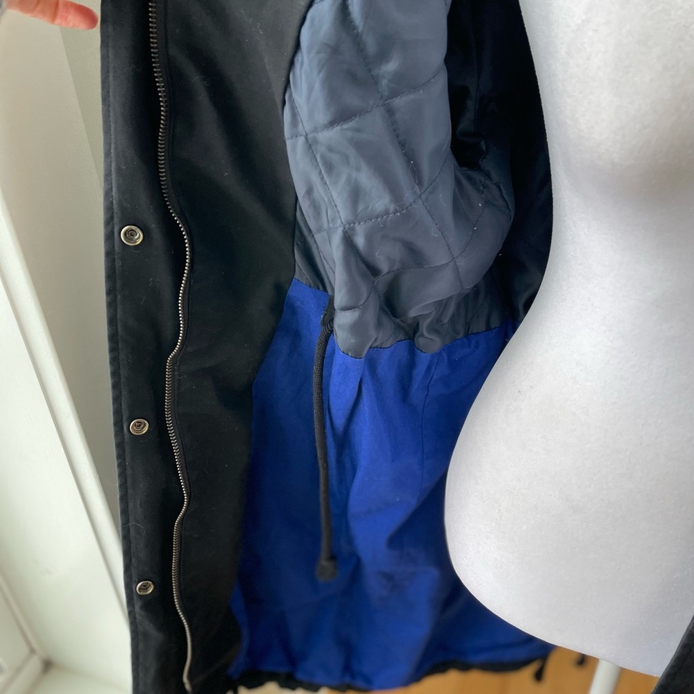 Liz Claiborne Black Cotton Anorak Trench Coat Size Medium - Picture 8 of 10